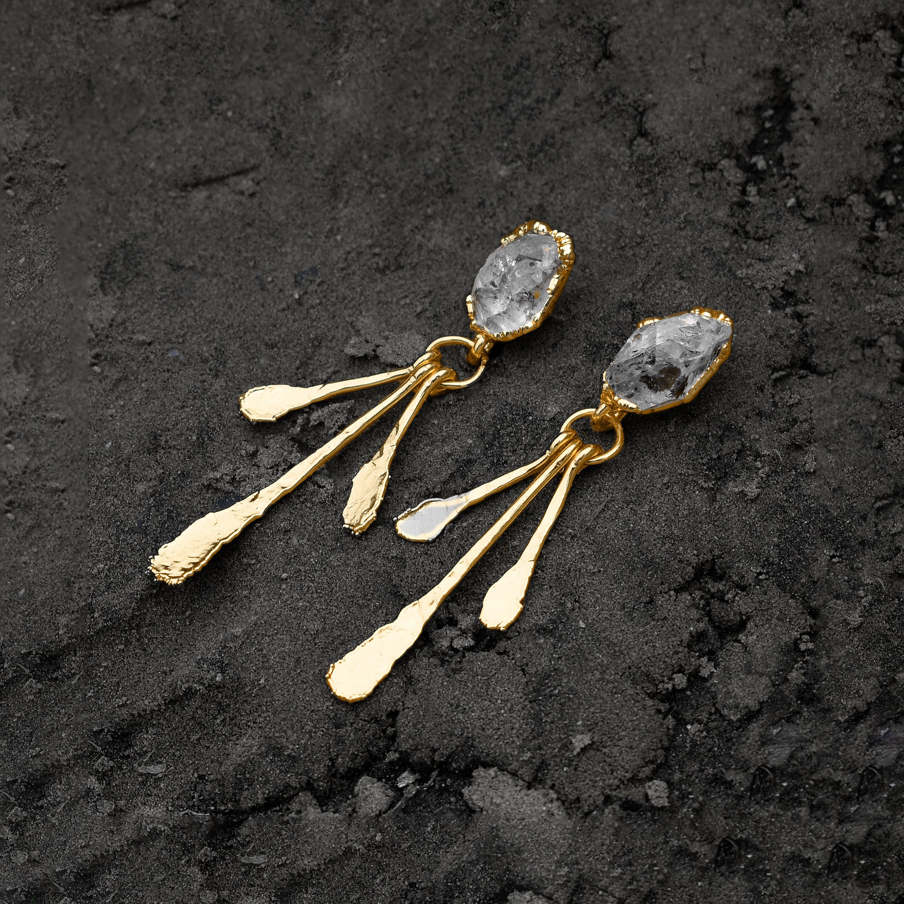 Raw Herkimer Gemstone Earrings – Copper Dangle Earrings
