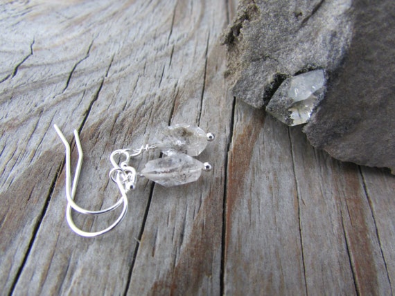 Herkimer Diamond Earrings, Raw Herkimers, Dangle Earrings, Small And Simple