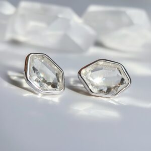 Raw Herkimer Diamond Stud Earrings, Sterling Silver Raw Herkimer Diamond Stud Earrings, Sterling Silver