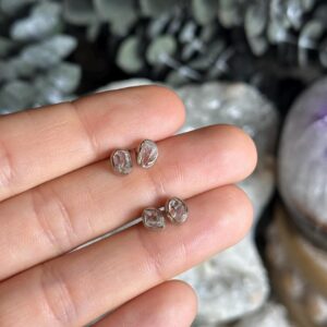 Rough Herkimer Diamond Quartz Crystal Stud Earrings, .925 Silver, Sterling Post Earring,