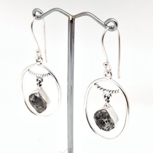 Herkimer Diamond Sterling Silver Earrings, Raw Crystal Dangle