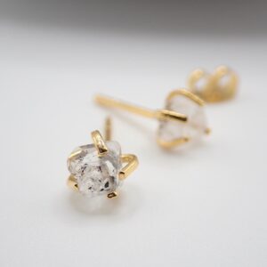 Small Herkimer Diamond Earrings,raw Crystal Earrings,herkimer Studs,gemstone Earrings,tiny Gemstone Earrings,birthstone Jewelry,gift For Her