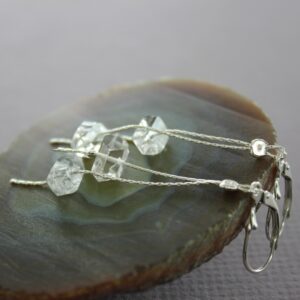 Herkimer Diamond Sterling Silver Dangle Earrings: April Birthstone