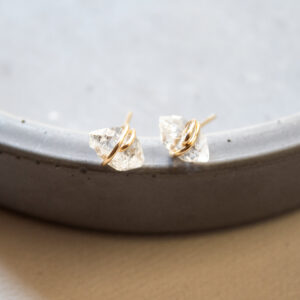 Herkimer Diamond Stud Earrings: Raw Quartz Crystal, Gold Filled or Sterling Silver