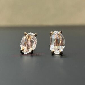 Herkimer Diamond Stud Earrings: Raw Quartz, 925 Sterling Silver Herkimer Diamond Stud Earrings: Raw Quartz, 925 Sterling Silver