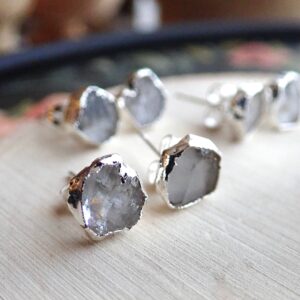 Herkimer Diamond Earrings, Diamond Stud Earrings, Raw Crystal Earrings, herkimer Diamond Jewelry, Crystal Post Earrings, birthstone Earrings