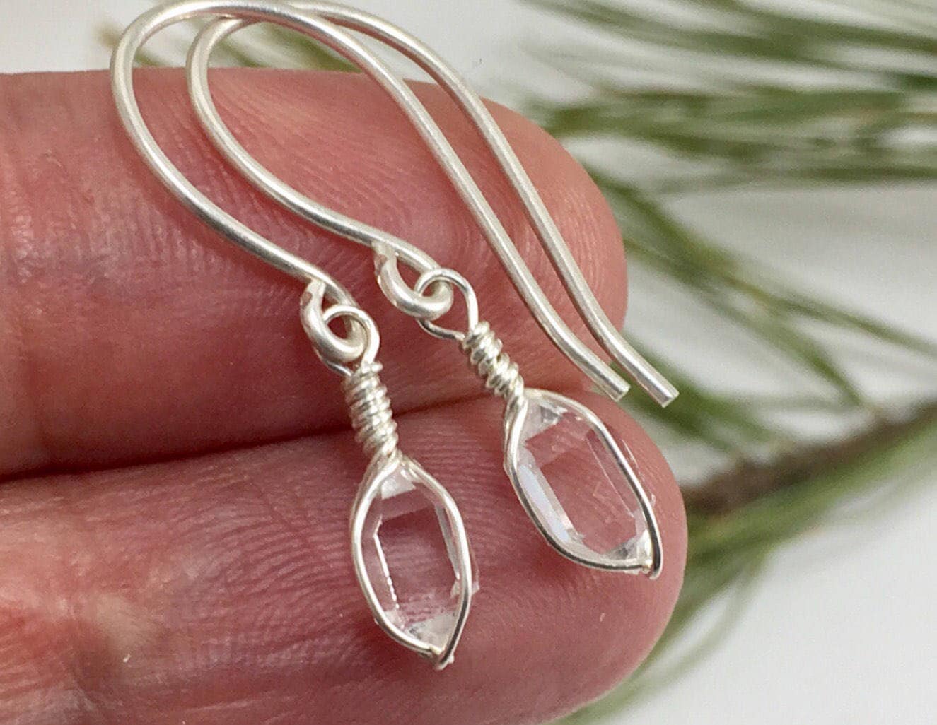 Herkimer Diamond Earrings Top Seller Sterling Silver Raw New York Quartz Crystals Handmade In Usa
