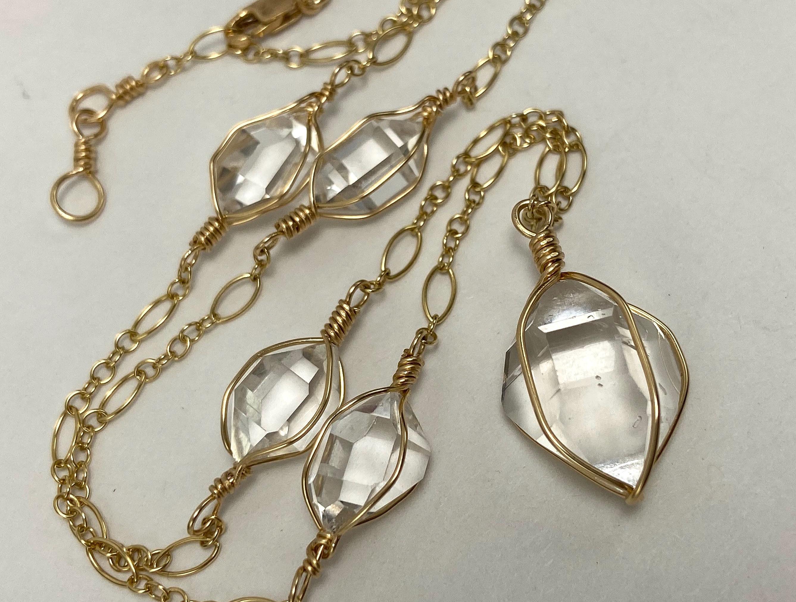 Herkimer Diamond 14k Gold Fill Necklace With Aa+ Grade, Natural Ny Quartz Crystals, 20” Fully Adjustable Herkimer Diamond 14k Gold Fill Necklace With Aa+ Grade, Natural Ny Quartz Crystals, 20” Fully Adjustable