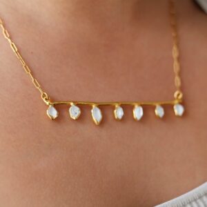 24k Gold Filled Herkimer Diamond Bar Necklace: Fairycore