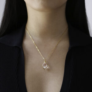 24k Gold Filled Raw Herkimer Diamond Necklace: April Birthstone 24k Gold Filled Raw Herkimer Diamond Necklace: April Birthstone