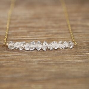 Herkimer Diamond Necklace, Bar Necklace, Diamond Crystal Jewelry, April Birthstone, Silver, Rose Gold Or Gold Filled