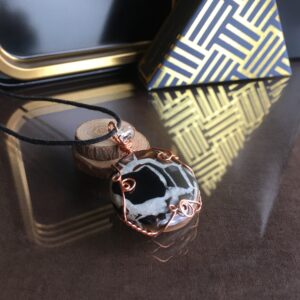 Black Septarian Gemstone Necklace With Herkimer Diamond Accent