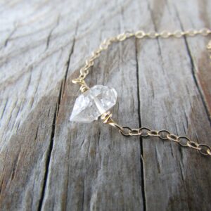 Herkimer Diamond Choker, 14k Gold Filled Chain Necklace
