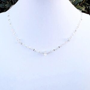 Herkimer Diamond Choker Necklace Sterling Silver, Dainty Layering Necklace, Minimalist Necklace, Everyday Necklace, Simple 16 Inch Necklace
