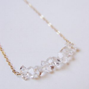 Herkimer Diamond Cluster Necklace: 14K Gold Fill, Boho Wedding Jewelry Herkimer Diamond Cluster Necklace: 14K Gold Fill, Boho Wedding Jewelry