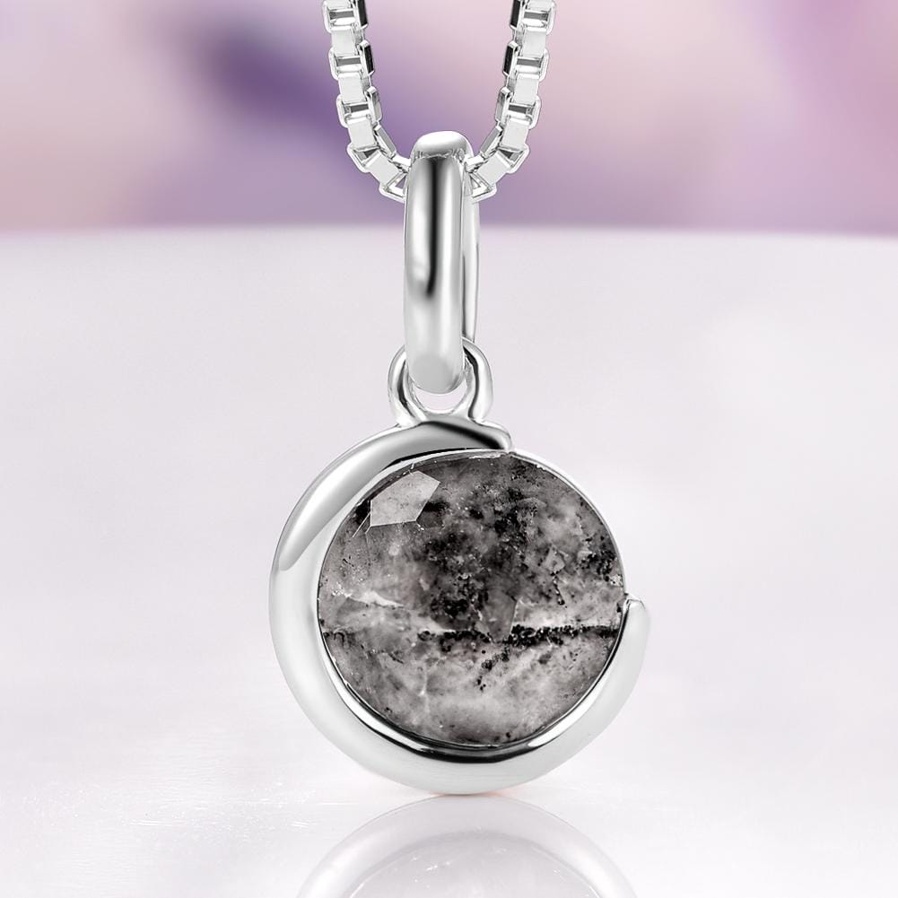 Crescent Moon Herkimer Diamond Necklace – Celestial Galaxy Sterling Silver Necklace, Salt And Pepper Style Jewelry