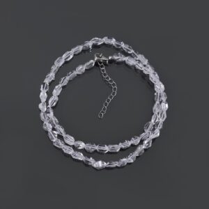 Dainty Herkimer Diamond Beaded Necklace | Faceted Uneven Nugget Crystal Beads 7x4mm-9x5mm | 18" Sterling Silver Beaded Choker