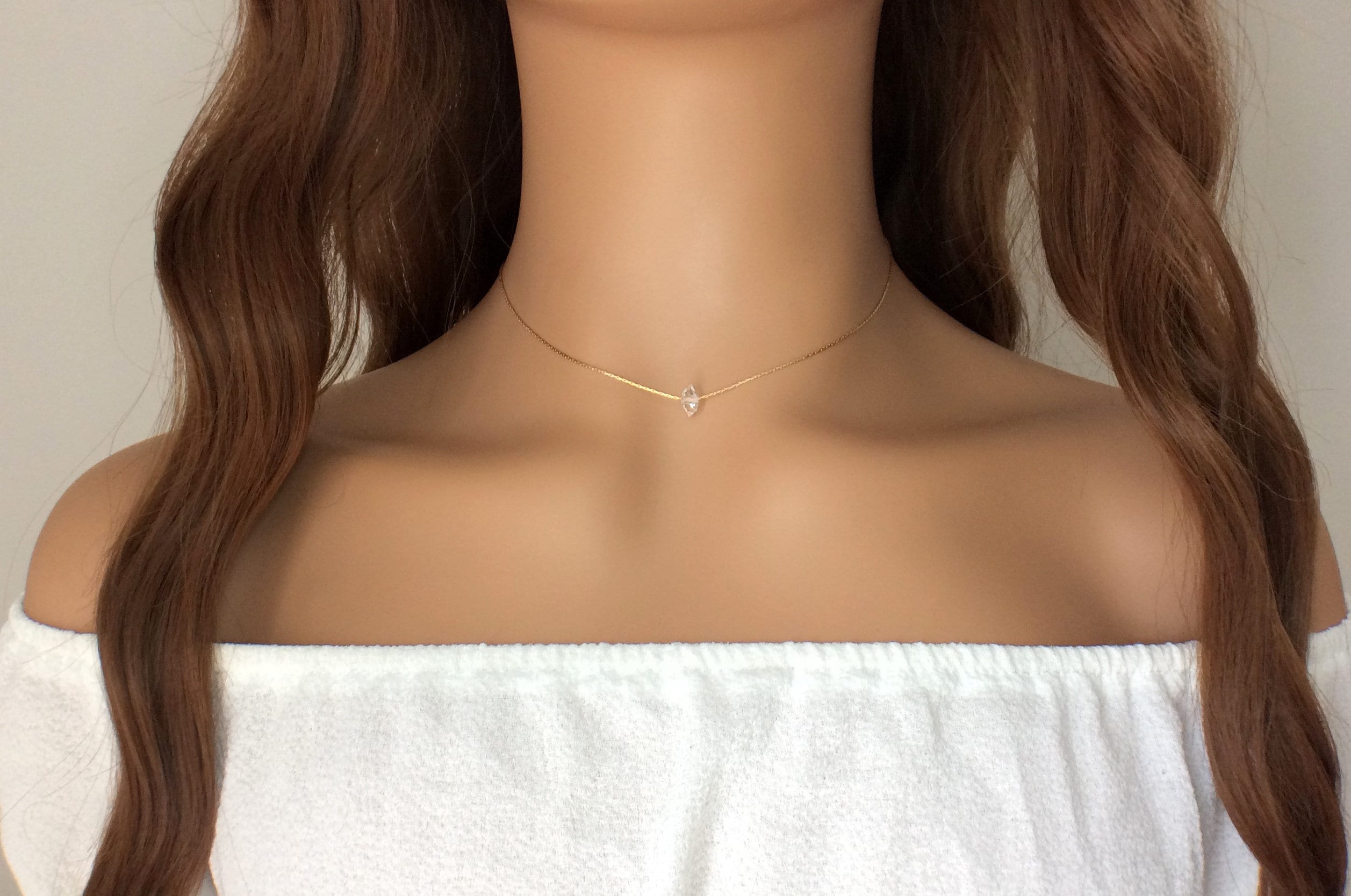 Dainty Herkimer Diamond Necklace - Minimalist Jewelry Gift Idea For Her