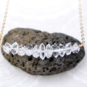 Dainty Herkimer Diamond Necklace: Sterling Silver or Gold