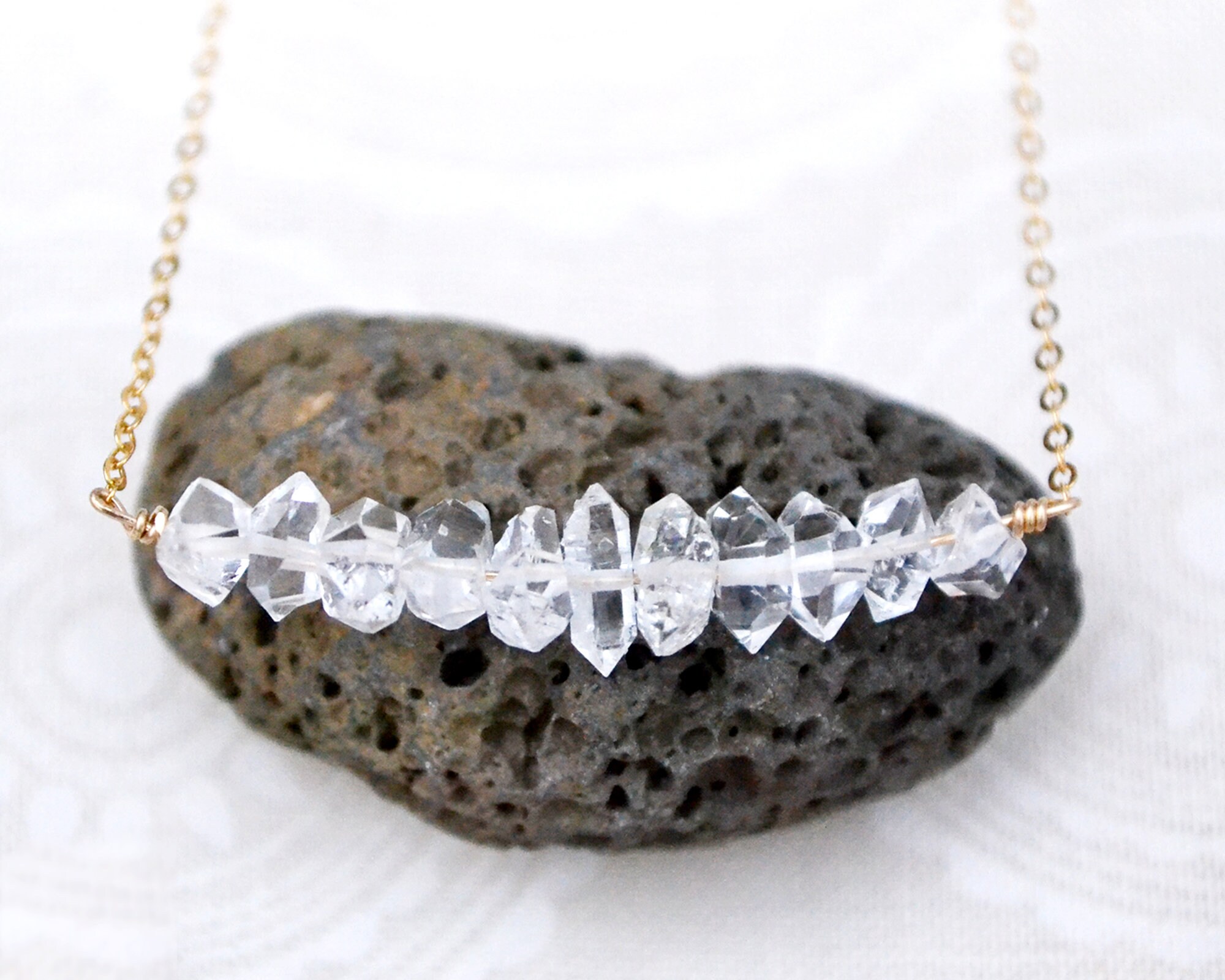 Dainty Herkimer Diamond Necklace: Sterling Silver Or Gold