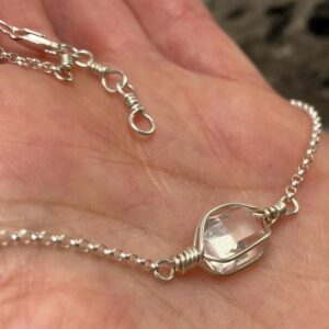 Genuine Ny Herkimer Diamond Quartz Crystal Choker / Necklace In Sterling Silver 17.25 To 18.25” Aa Water Clear Natural Double Terminated Gem