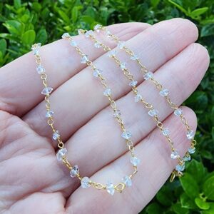 Herkimer Diamond Necklace Gold, Dainty Layering Necklace, Minimalist Necklace, Everyday Necklace, 16 Inch Necklace, Tiny Stone Necklace