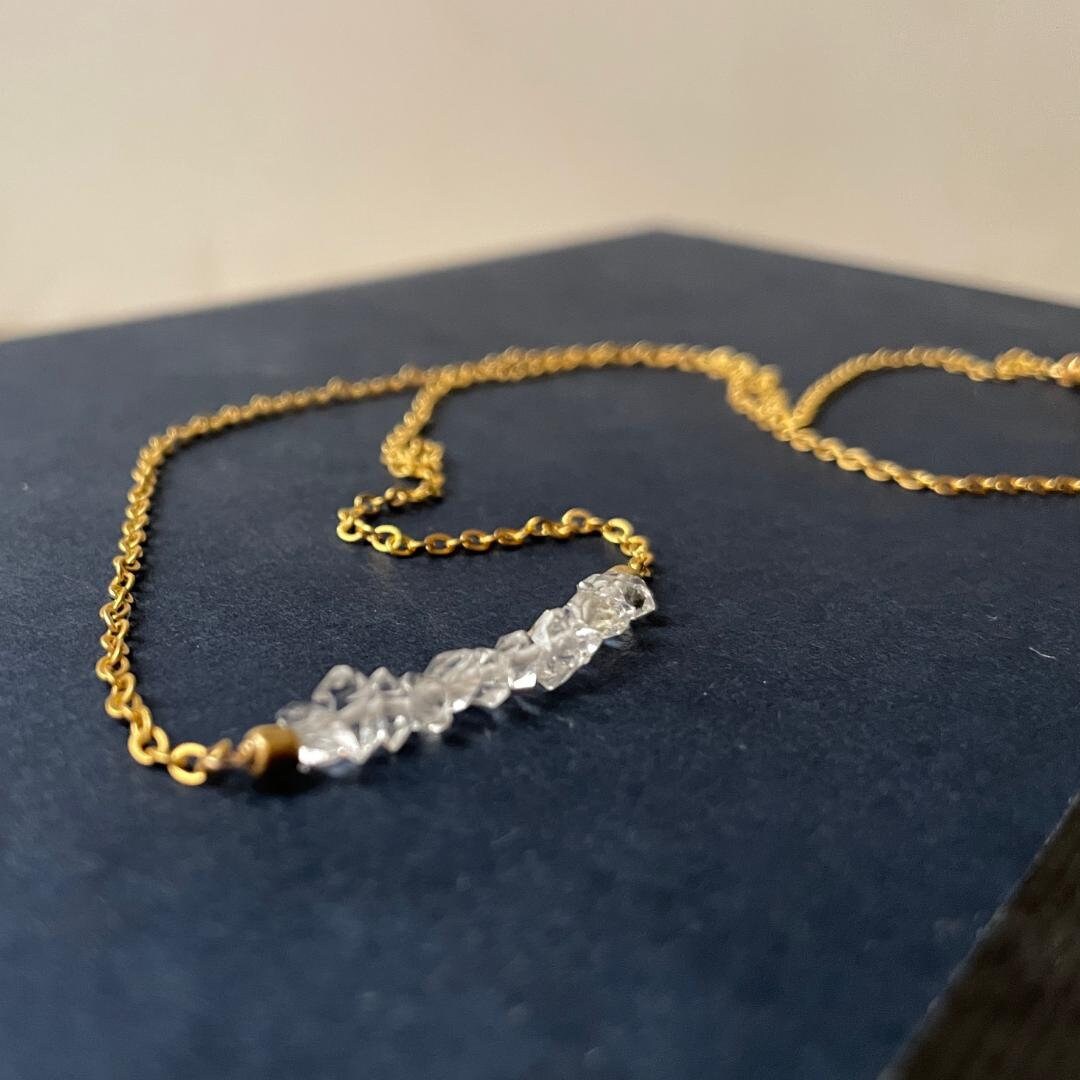Herkimer Diamond Necklace - Gold Filled Chain, Handmade Jewelry