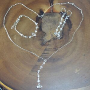 Herkimer Diamond Jewelry Set // Necklace, Earrings, Bracelet // Sterling Silver, 14k Gold Fill // 10 Anniversary Gift Set For Her