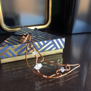 Herkimer Diamond Moon Necklace: Wire Wrapped Crystal Jewelry