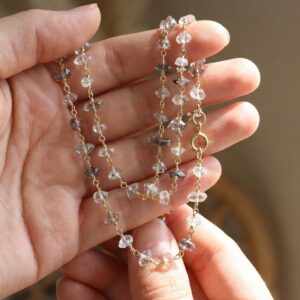 Herkimer Diamond Necklace Natural Clear Quartz Dainty Sterling Silver Herkimer Double Terminated Quartz 18 Inches Black Rutilated