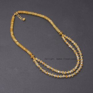 Natural Yellow Heliodor With Herkimer Beaded Necklace-6mm-8mm Faceted Heliodor Layering Necklace-women's Necklace Halloween Gift For Her