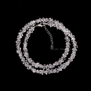 Herkimer Diamond Nuggets Beads Necklace - 7mm-8mm Genuine Herkimer Diamond Women's Necklace - Sterling Silver Necklace - Gift For Her