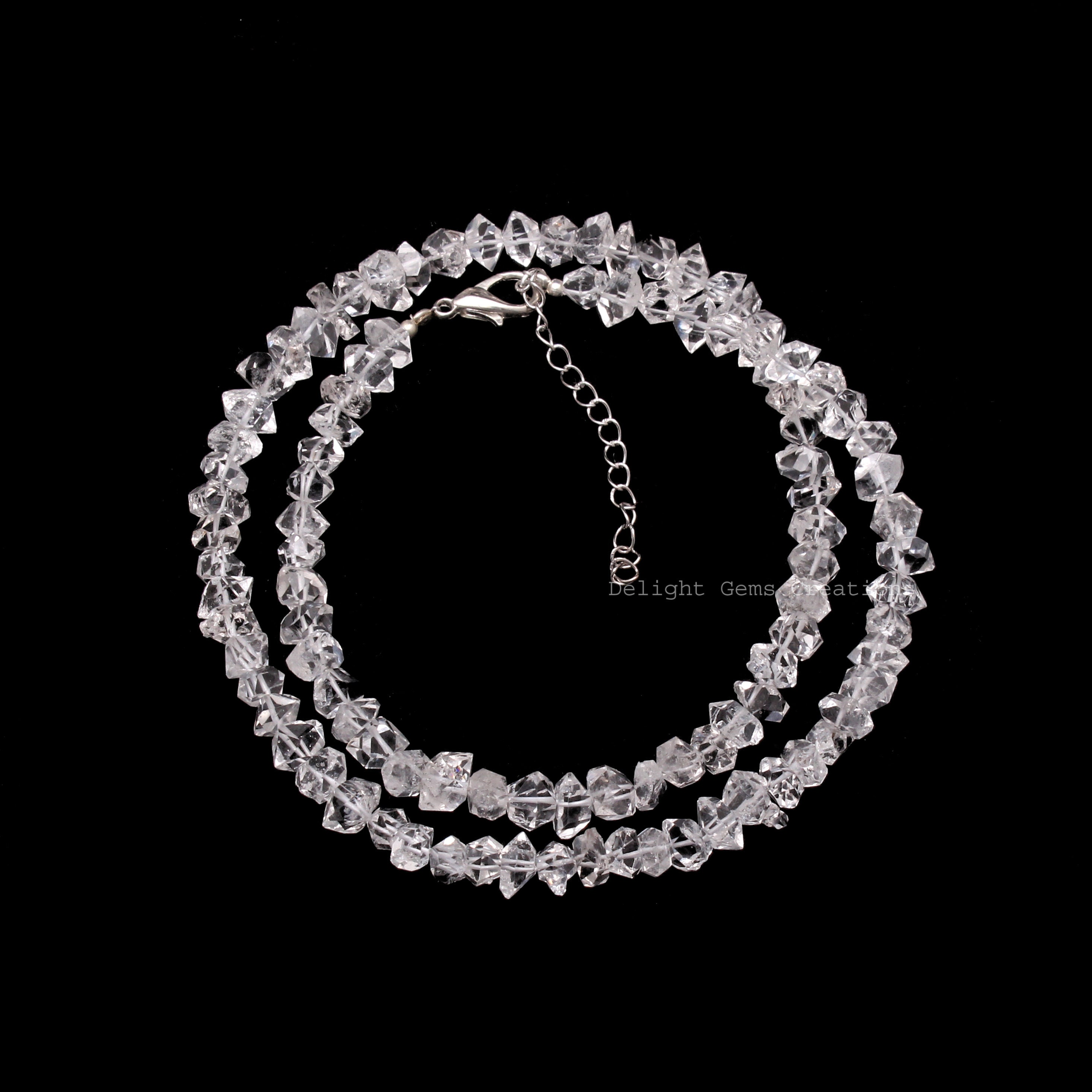 Herkimer Diamond Nuggets Beads Necklace - 7mm-8mm Genuine Herkimer Diamond Women's Necklace - Sterling Silver Necklace - Gift For Her