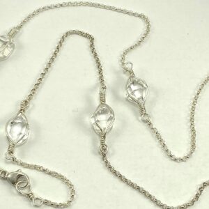 Ny Herkimer Diamond Crystal Link + Chain 19" Necklace In Sterling Silver With A+ Quartz Quartz Crystal