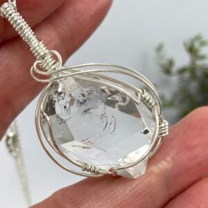 Ny Herkimer Diamond Necklace: Large Double Terminated Quartz Crystal, Sterling Silver