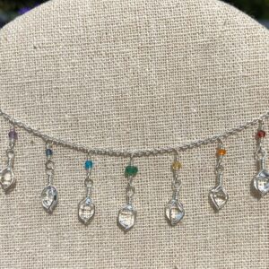 Ny Herkimer Diamond Quartz Crystal Sterling Silver Chakra Rainbow Gemstone Necklace 16.5 To 18 Inches Aa Grade Natural Crystal Healing