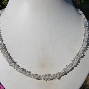 HERKIMER DIAMOND with Petro Quartz  Necklace, Natural Crystals, Fluorsecent Under Black Light, Adjustable Length, Sterling Silver