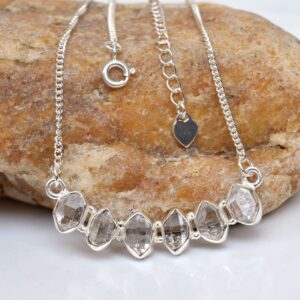Raw Herkimer Diamond Necklace: 925 Sterling Silver Crystal Necklace