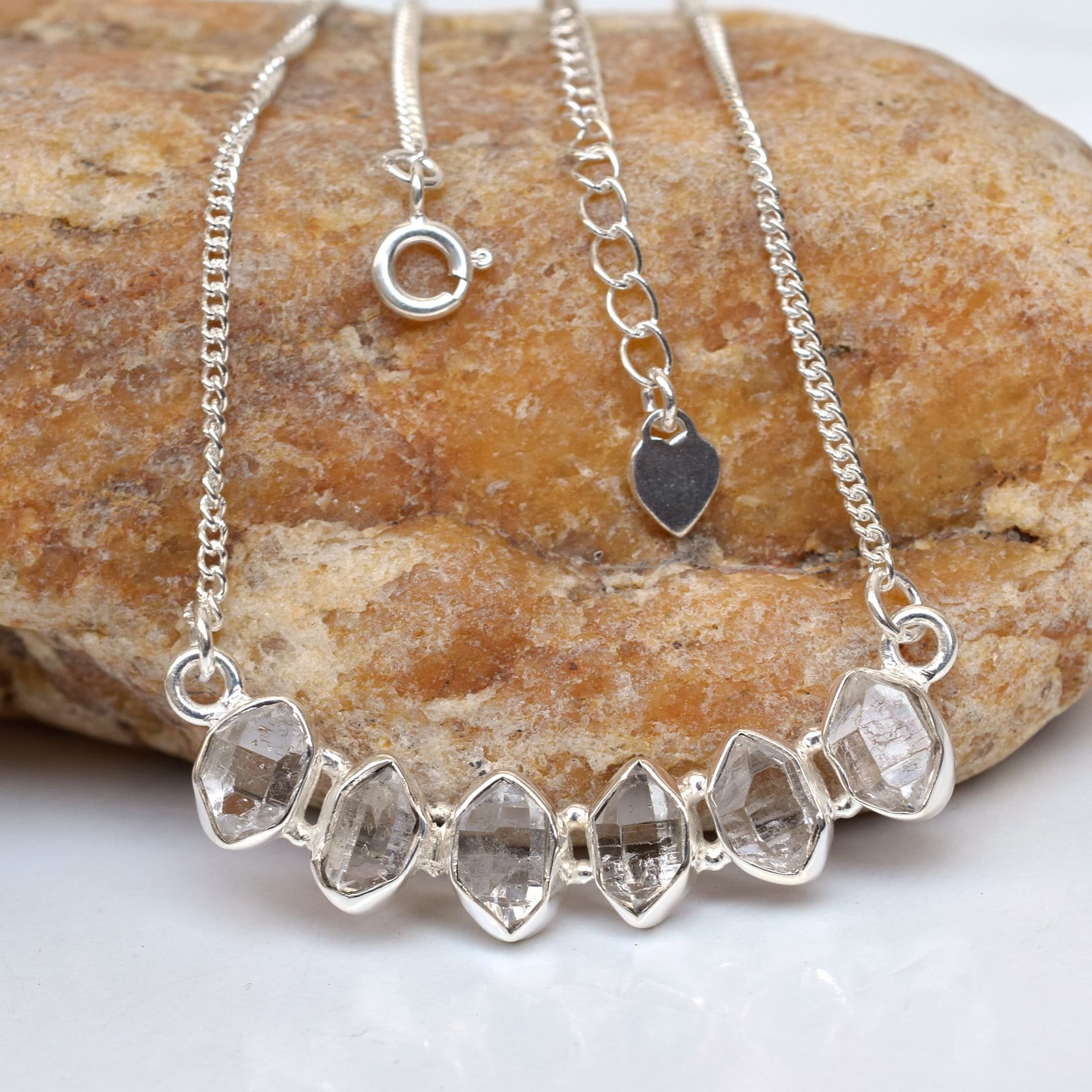 Raw Herkimer Diamond Necklace: 925 Sterling Silver Crystal Necklace