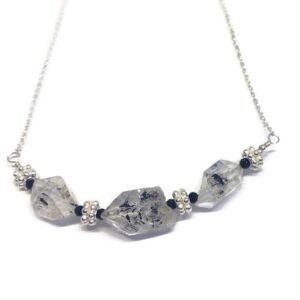 Herkimer Diamond necklace, Raw Crystal jewellery, April birthstone, wife gift, birthday gift, sterling silver, gift for her