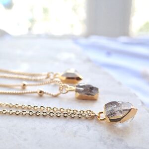 Herkimer Diamond Necklace,raw Diamond Necklace, Dainty Crystalpendant Necklace,gold Fill Gemstone Neklace, April Birthstone Jewelry Gift Her