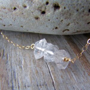 Herkimer Diamond Necklace: Raw Gemstone & Gold Chain