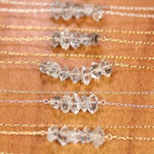 Herkimer Diamond Necklace: Raw Quartz Crystal, Sterling Silver or Gold Filled Chain