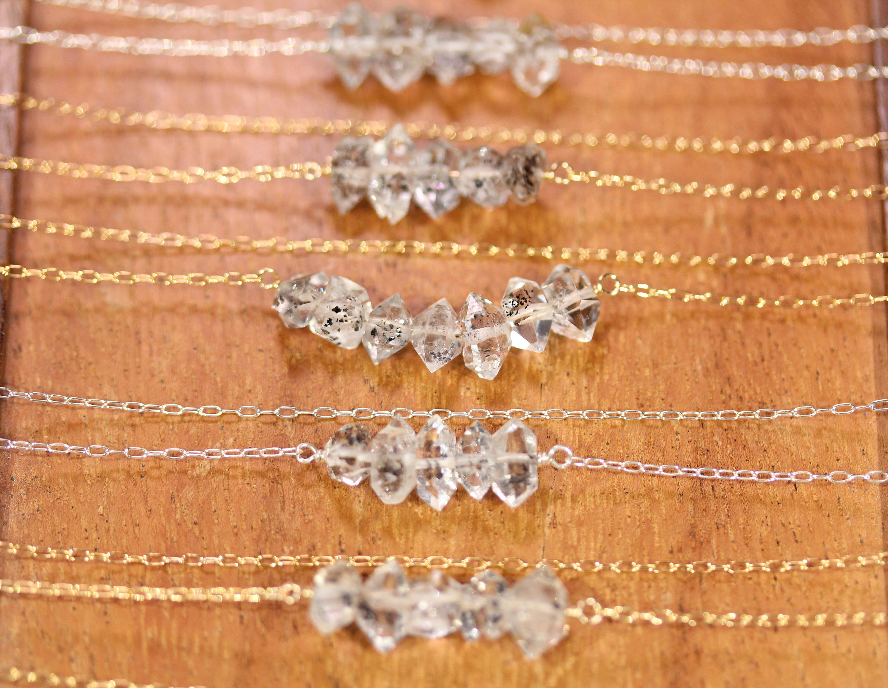 Herkimer Diamond Necklace: Raw Quartz Crystal, Sterling Silver Or Gold Filled Chain