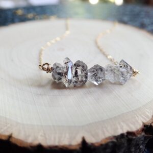 Herkimer Diamond Necklace,raw Stone Jewelry,gemstone Bar Necklace,raw Quartz Necklace,crystal Bar Necklace,raw Crystal Jewelry,handmade Gift