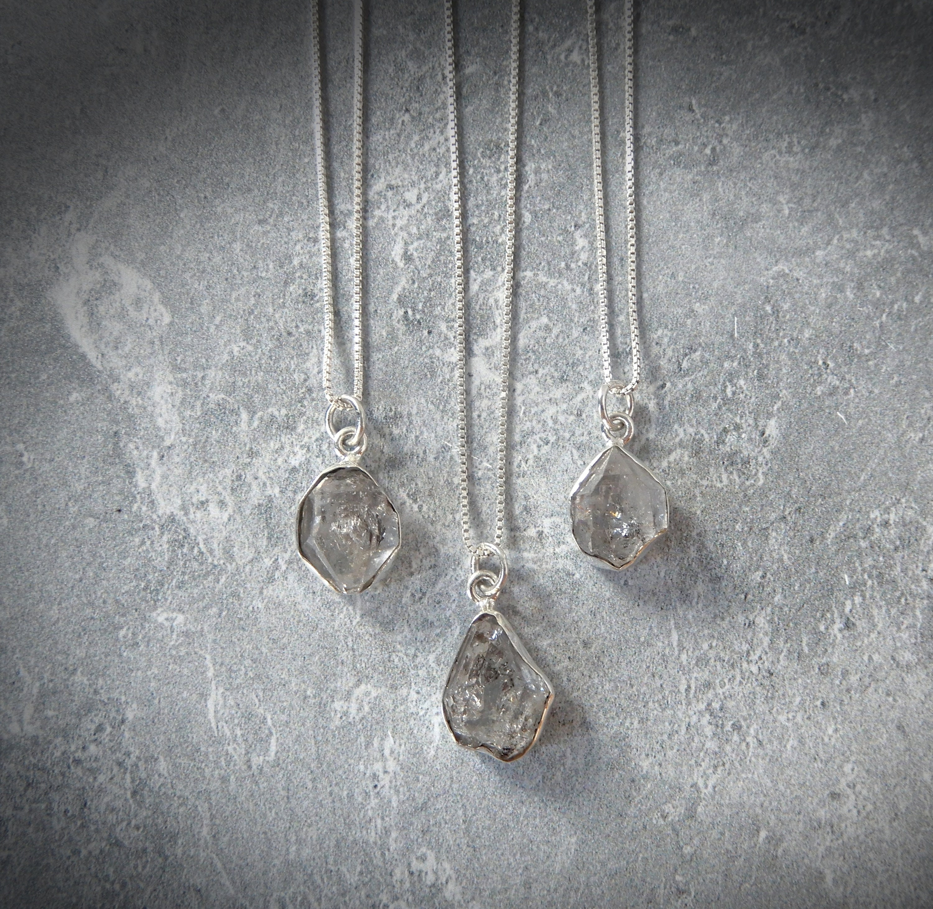 Sterling Silver Genuine Herkimer Diamond Necklace • Raw Crystal Necklace • New York Herkimer Diamond Jewelry • April Birthstone Necklace