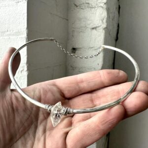 Sterling Silver Herkimer Diamond Collar Necklace, Wire Wrapped Boho Jewelry, Daniellerosebean