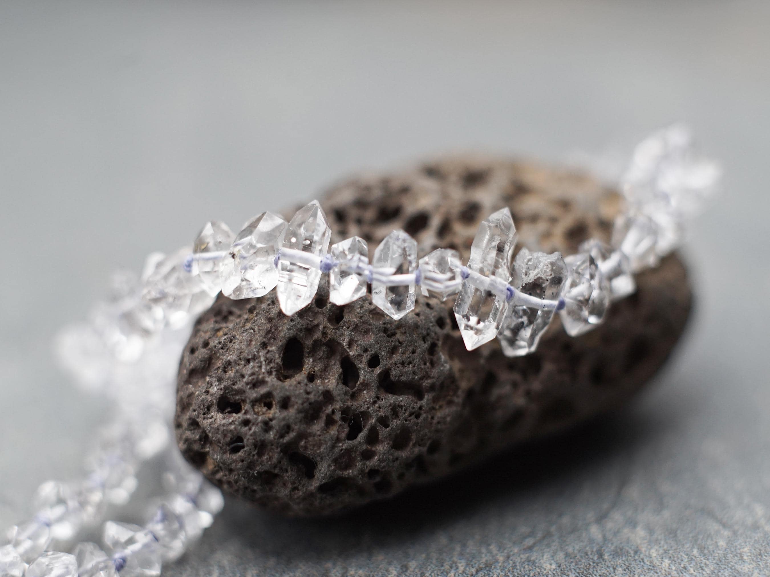 Herkimer Diamond Necklace: Sterling Silver, Beaded Necklace, Natural Gemstone, Crystal Quartz