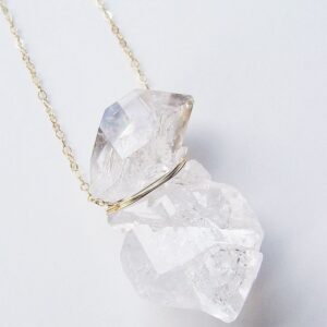 Twin Herkimer Diamond Lariat Necklace: 14k Gold Filled Boho Raw Crystal Wedding Jewelry Twin Herkimer Diamond Lariat Necklace: 14k Gold Filled Boho Raw Crystal Wedding Jewelry