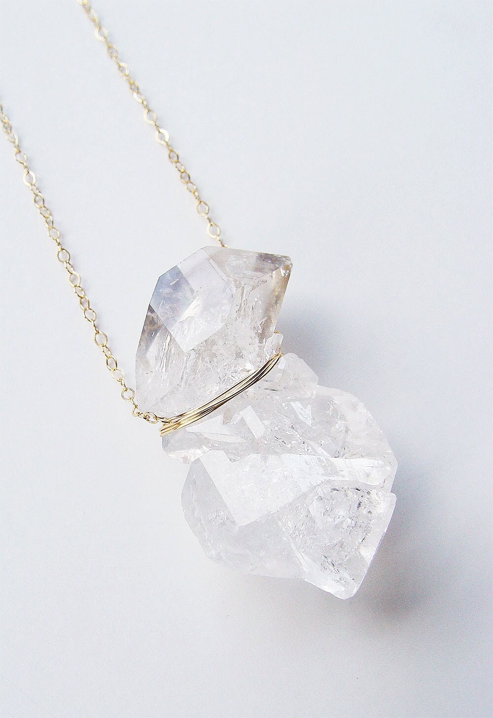 Twin Herkimer Diamond Lariat Necklace: 14k Gold Filled Boho Raw Crystal Wedding Jewelry Twin Herkimer Diamond Lariat Necklace: 14k Gold Filled Boho Raw Crystal Wedding Jewelry